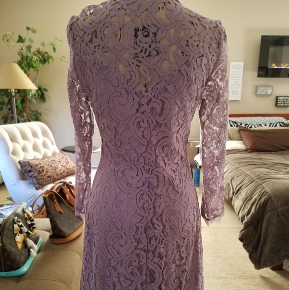 Fitted Lace Dress in Dusty Mauve - Picture 2 of 12